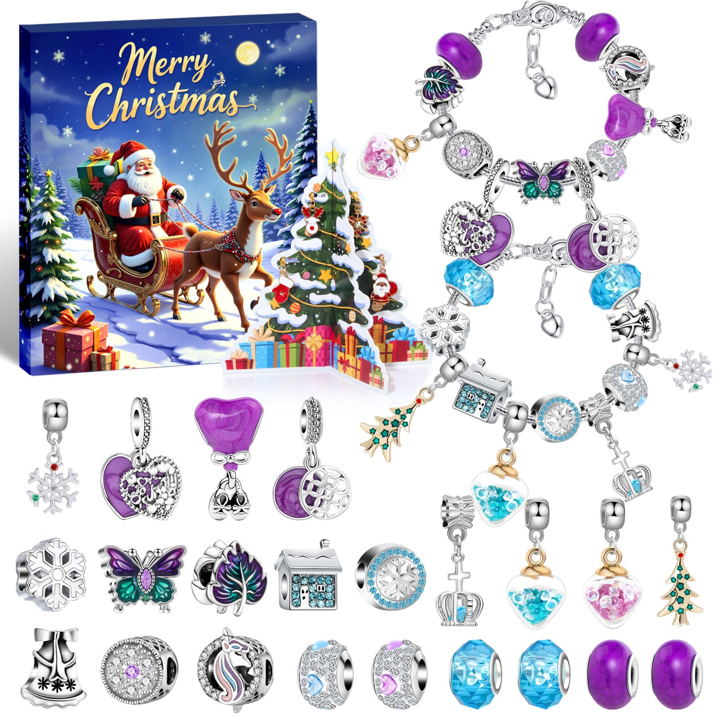 DIY 24 Days Christmas Countdown Calendar Bracelets Set