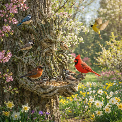 🔥 Garden Best Seller 🐦 Tree Spirit Bird Feeder – Outdoor Resin Decor 🌿Buy 2 Get 10% Off