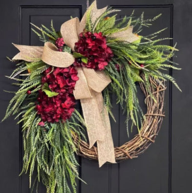🌸Handcrafted Hydrangea Wreath – The Perfect All-Season Front Door Decor