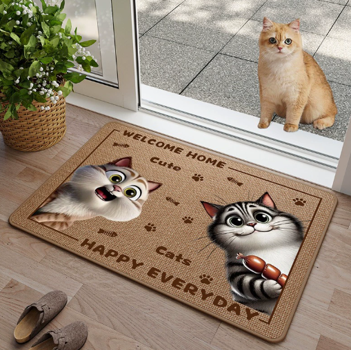 🔥Custom Home Decor Decorative Mat - Personalized Birthday Gifts For Dog Cat Lovers, Dog Dad And Mom, Cat Owners - Paws Before People In This Happy Home🥳Buy 2 Get 10% OFF