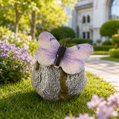 🦋 Solar Butterfly Stone Garden Light, Waterproof LED Glowing Landscape Rock Lamp, Auto On/Off Outdoor Resin Decor for Yard, Lawn, Pathway, Patio & Porch, Perfect Garden Gift🥳Buy 2 Get 10% Off