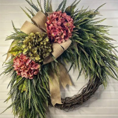 🌸Handcrafted Hydrangea Wreath – The Perfect All-Season Front Door Decor