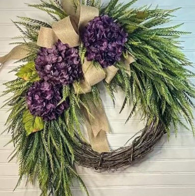 🌸Handcrafted Hydrangea Wreath – The Perfect All-Season Front Door Decor