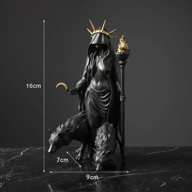 🌙🖤Hecate Niktipolos Resin Statue – Gothic Goddess Figurine for Altar, Bookshelf & Mythology Decor