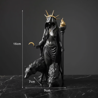 🌙🖤Hecate Niktipolos Resin Statue – Gothic Goddess Figurine for Altar, Bookshelf & Mythology Decor