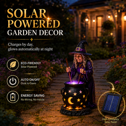 🧙‍♀️Halloween Witch Glowing Cauldron Solar Light