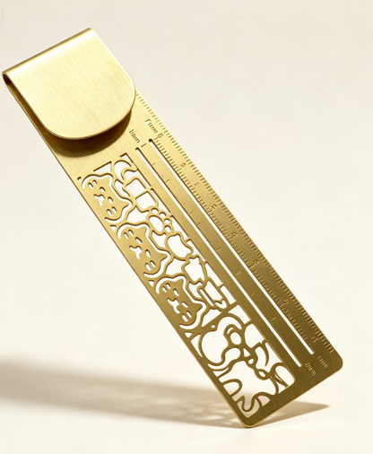 🔥 HOT SALE 🔥🐱📏Cute Hollow Cat 2-in-1 Metal Bookmark Ruler