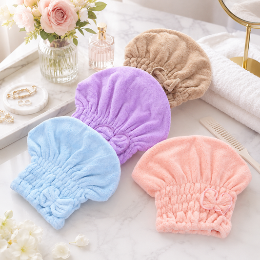 🎀 Coral Velvet Cute Bow Bath Cap – Buy 1 Get 1 FREE