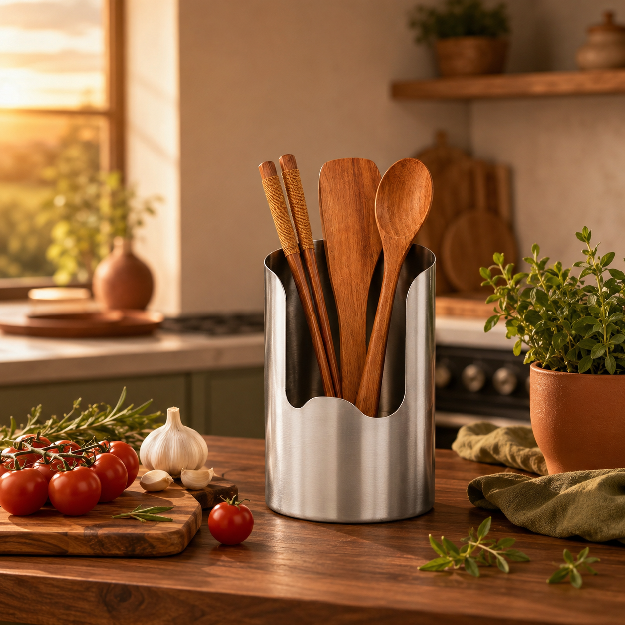 Multi-Functional Stainless Steel Kitchen Utensil Holder