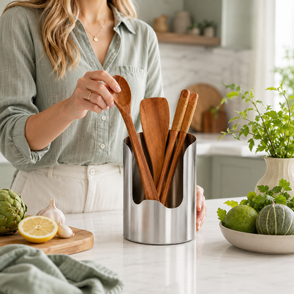 Multi-Functional Stainless Steel Kitchen Utensil Holder