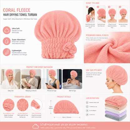 🎀 Coral Velvet Cute Bow Bath Cap – Buy 1 Get 1 FREE