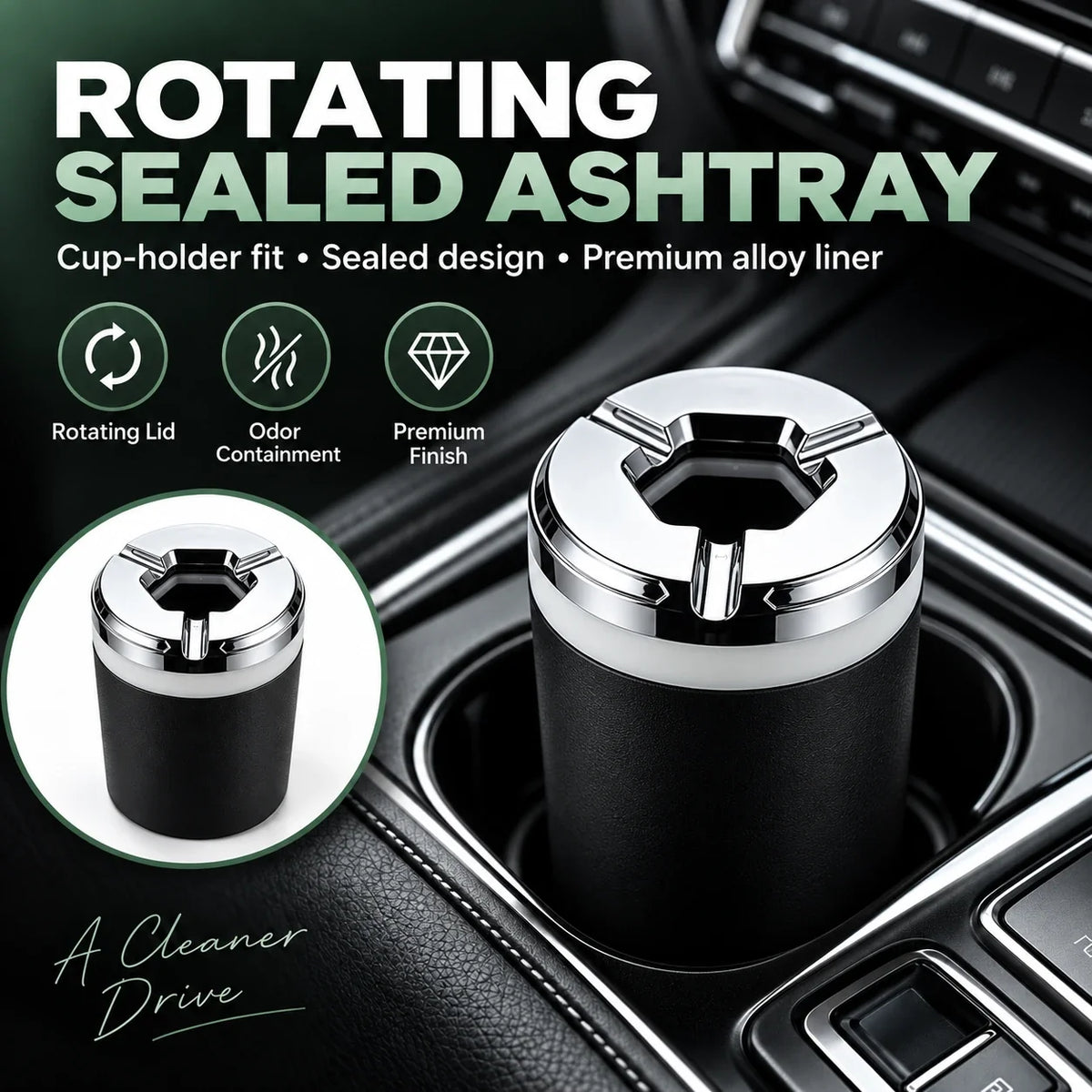 Vehicle-Mounted Rotating Sealed Lid Car Ashtray