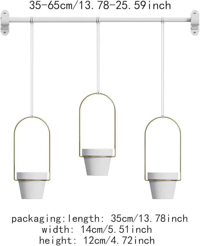 🌱 BESTSELLER |🌿Adjustable Hanging Window Planter Set – Metal Rod Plant Hanger with 3 Pots for Indoor & Outdoor Green Display