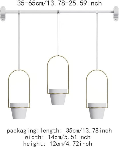🌱 BESTSELLER |🌿Adjustable Hanging Window Planter Set – Metal Rod Plant Hanger with 3 Pots for Indoor & Outdoor Green Display