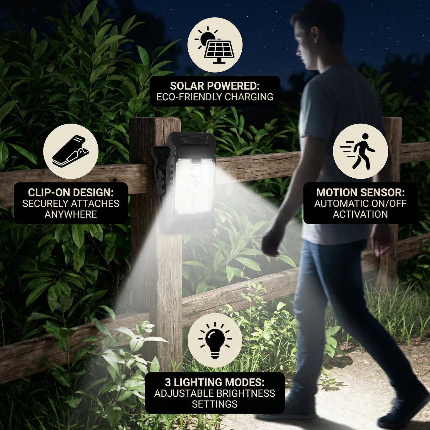 🔥Limited sale 60% off🔥Practical Clip-On Solar Lamp with Motion Sensor