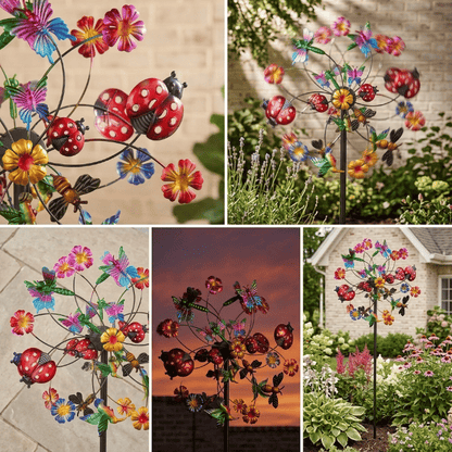 ☀️🌀Outdoors Wind Spinners with Decorative Flowers🌸(Includes bracket)80cm