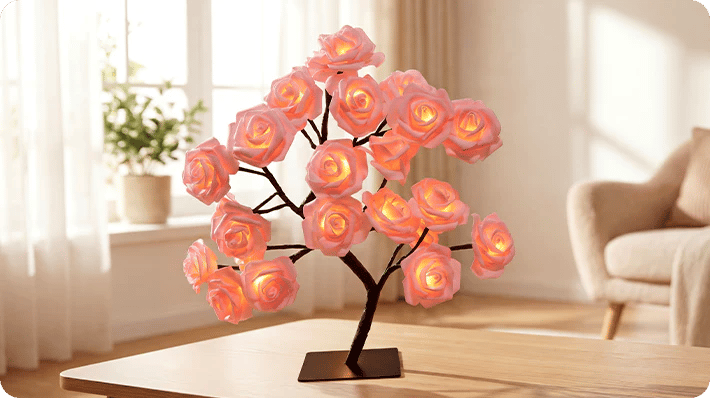 📢📢70% OFF!!⏰🌹Rose Flower Design Tree Night Light🌟