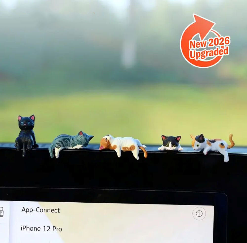 🐱Hand-Painted Mini Cat Desk Figurines 🐶- Set of 5 Cute Cartoon Kitty Companions