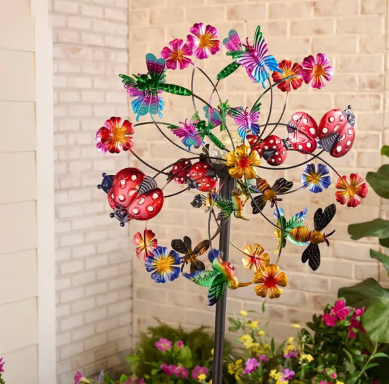 ☀️🌀Outdoors Wind Spinners with Decorative Flowers🌸(Includes bracket)80cm