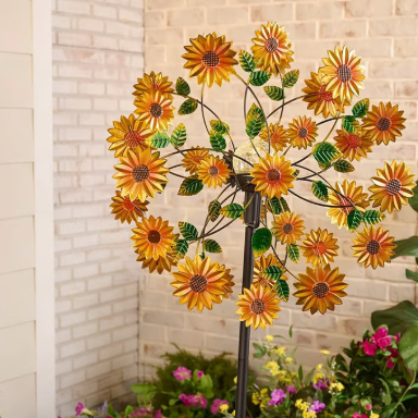 ☀️🌀Outdoors Wind Spinners with Decorative Flowers🌸(Includes bracket)80cm