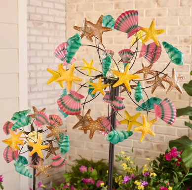☀️🌀Outdoors Wind Spinners with Decorative Flowers🌸(Includes bracket)80cm