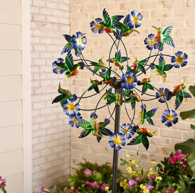 ☀️🌀Outdoors Wind Spinners with Decorative Flowers🌸(Includes bracket)80cm