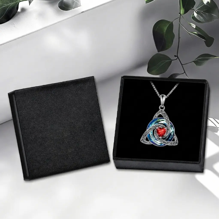 Birthstone Celtic Trinity Knot Necklace – Silver-Plated Crystal Pendant Jewelry