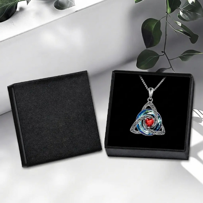 Birthstone Celtic Trinity Knot Necklace – Silver-Plated Crystal Pendant Jewelry