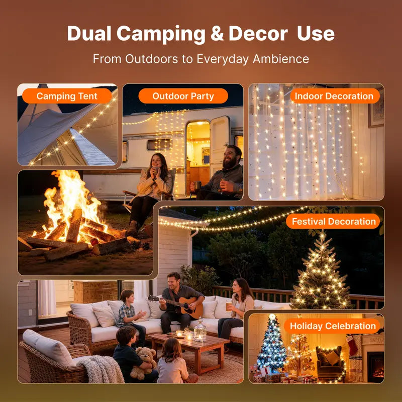 🔆 Solar String Lights 32.8ft – 5400mAh, Retractable & Waterproof for Camping & Emergencies