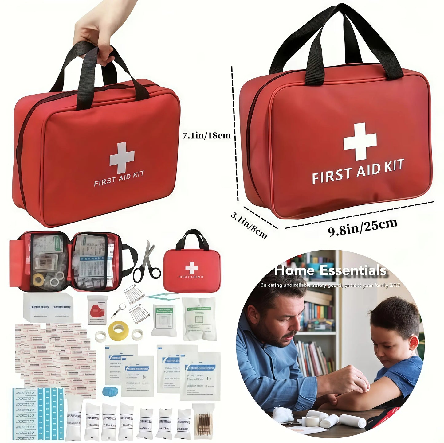 330 Piece Waterproof Emergency Supply Bag 🩹, Household Spare Storage Organizer for Home, Car, Travel & Outdoor Emergencies