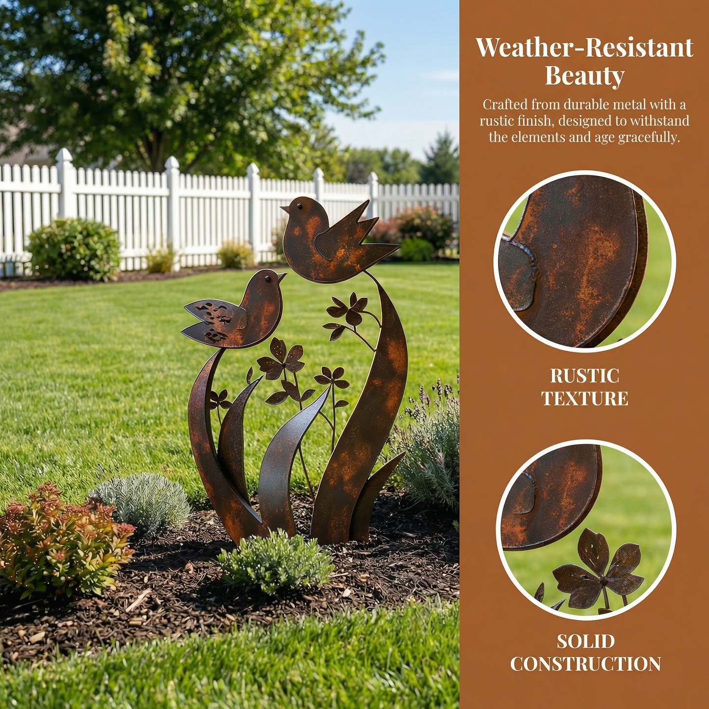 🦋💖🎁Bird & Wildflower Metal Garden Stake