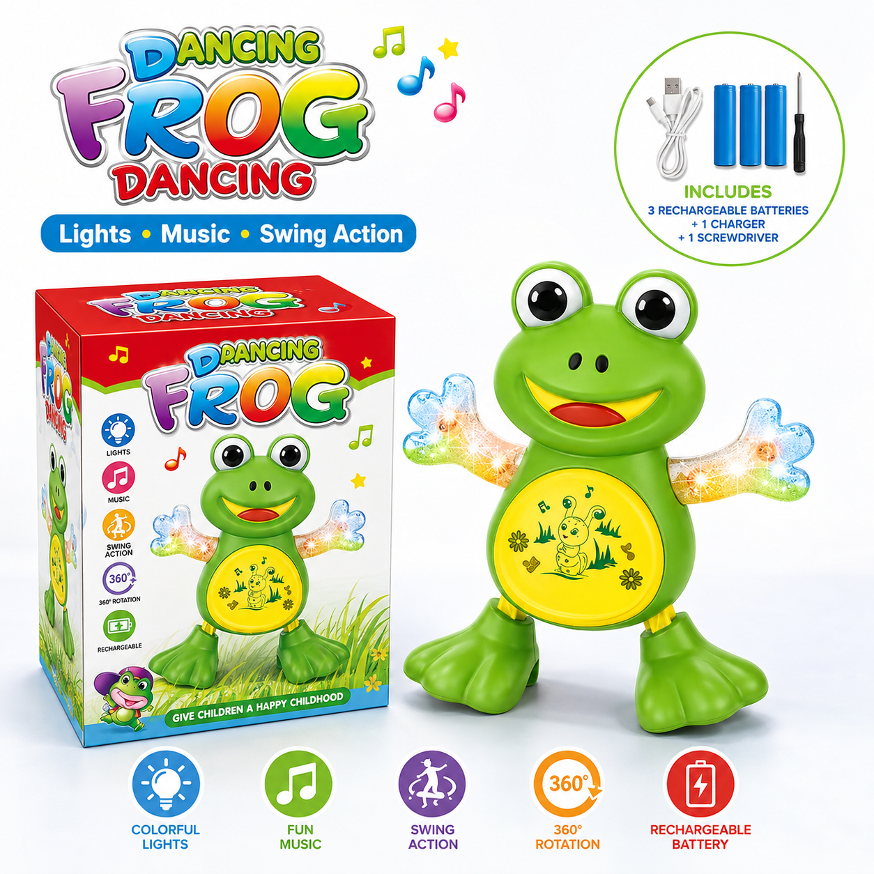 🐝 Musical Dancing Bee Toy with Lights, Music & Rolling Eyes 🎶