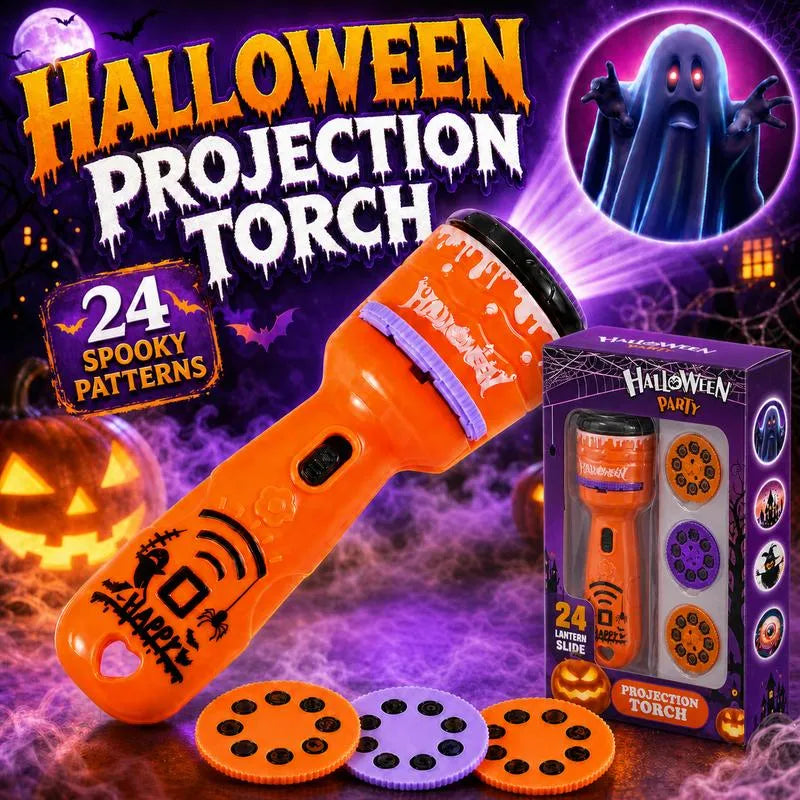 🔥HOT SALE 49% OFF -🎃👻Kids Halloween Christmas Projection Flashlight Toy – Create Magical Bedtime Stories With 24 Festive Light Slides