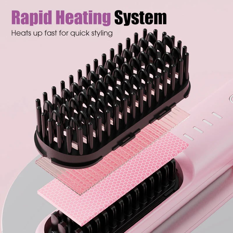 📢📢49% OFF !! ⏰ Cordless Ceramic Hair Straightening Brush