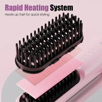 📢📢49% OFF !! ⏰ Cordless Ceramic Hair Straightening Brush