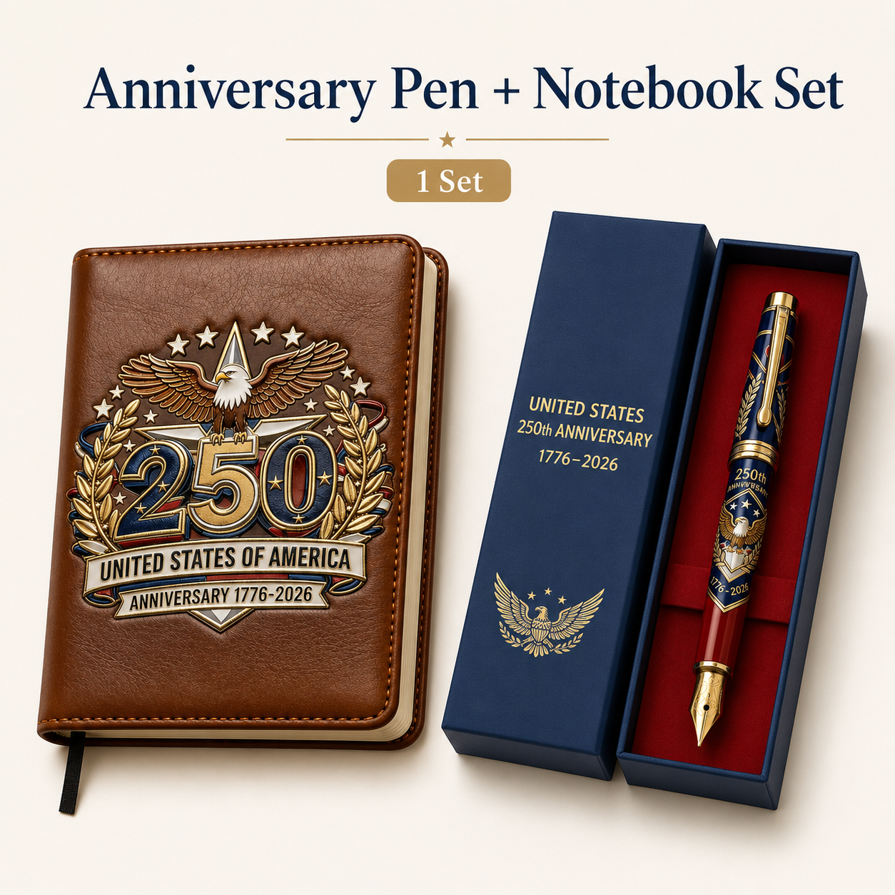 USA 250th Anniversary Notebook &amp; Pen Set A Meaningful Patriotic Gift🎁