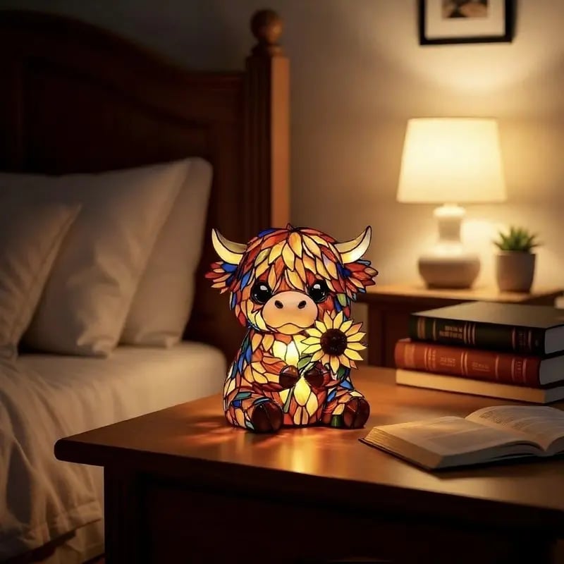 🌻Sale 49% OFF- 🐮Creative Highland Cow Sunflower LED Night Light