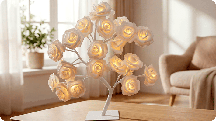 📢📢70% OFF!!⏰🌹Rose Flower Design Tree Night Light🌟