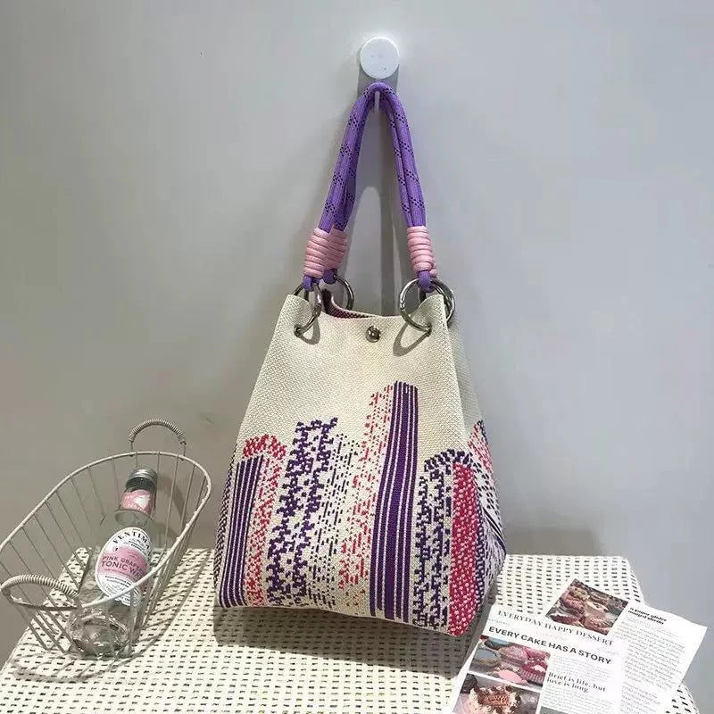 🔥HOT SALE🔥👜🏅Boho Woven Polyester Bucket Bag