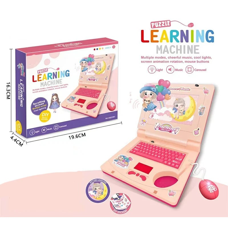 🔥Hot Sale 49% OFF🔥 Interactive Simulation Toy Laptop – Pretend Play Computer with A-Z Keyboard & 1-10 Number Keys, 55+ Songs Lights Sounds, 5 Learning Modes (ABC/Numbers/Music/Games/Messages), Foldable with Handle