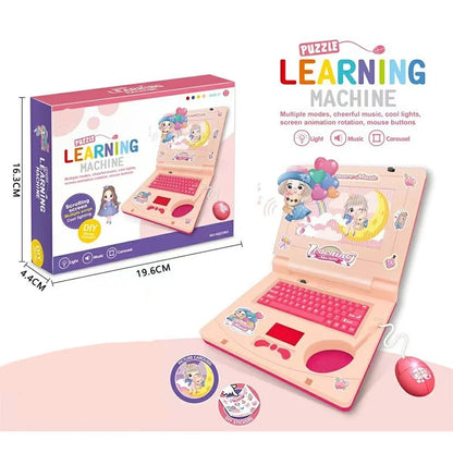 🔥Hot Sale 49% OFF🔥 Interactive Simulation Toy Laptop – Pretend Play Computer with A-Z Keyboard & 1-10 Number Keys, 55+ Songs Lights Sounds, 5 Learning Modes (ABC/Numbers/Music/Games/Messages), Foldable with Handle