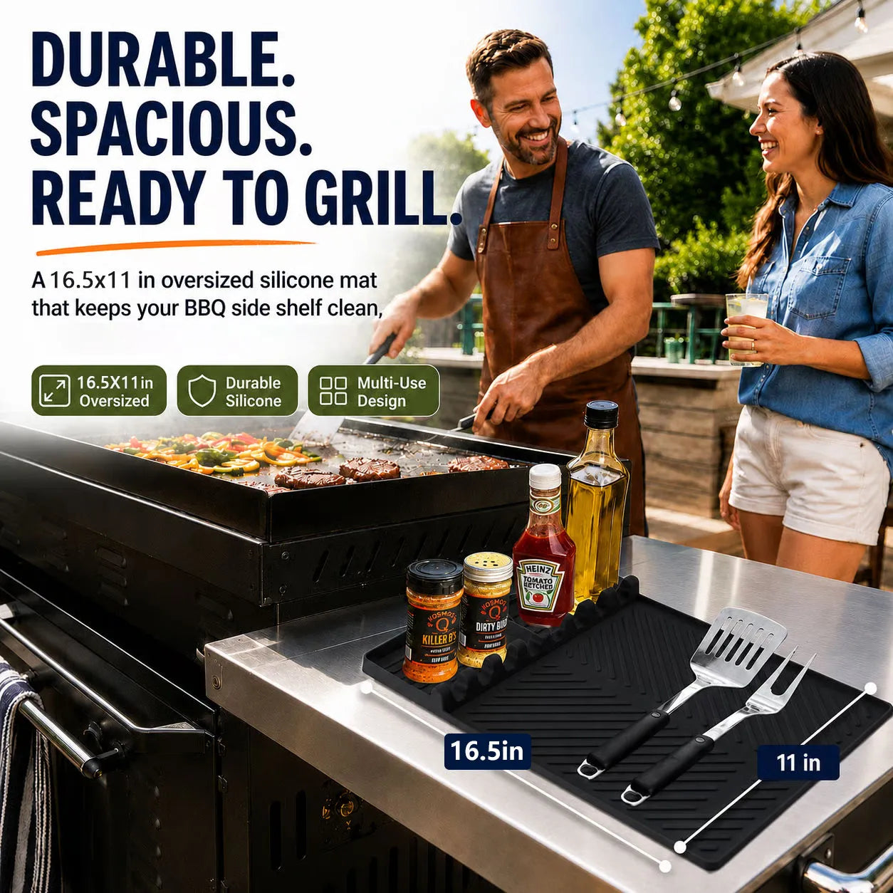 16.5x11" Silicone Mat – Heat Resistant, Dishwasher Safe, Non-Slip for Grill & Counter🔥Buy 2 Get 10% Off