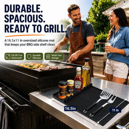 16.5x11" Silicone Mat – Heat Resistant, Dishwasher Safe, Non-Slip for Grill & Counter🔥Buy 2 Get 10% Off