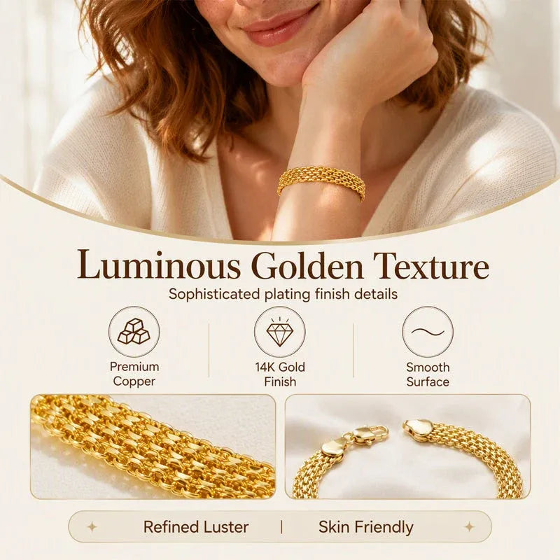 📢📢40% OFF !! ⏰14K Gold-Plated Wide Woven Mesh Bracelet
