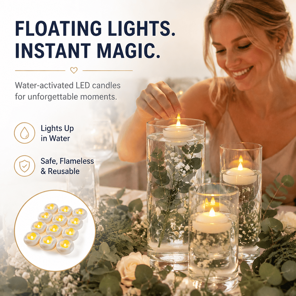 🔥HOT SALE🔥🕯️Water-Activated Flameless Floating LED Candles – Romantic Waterproof Glow for Any Occasion