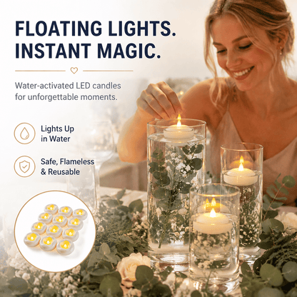 🔥HOT SALE🔥🕯️Water-Activated Flameless Floating LED Candles – Romantic Waterproof Glow for Any Occasion