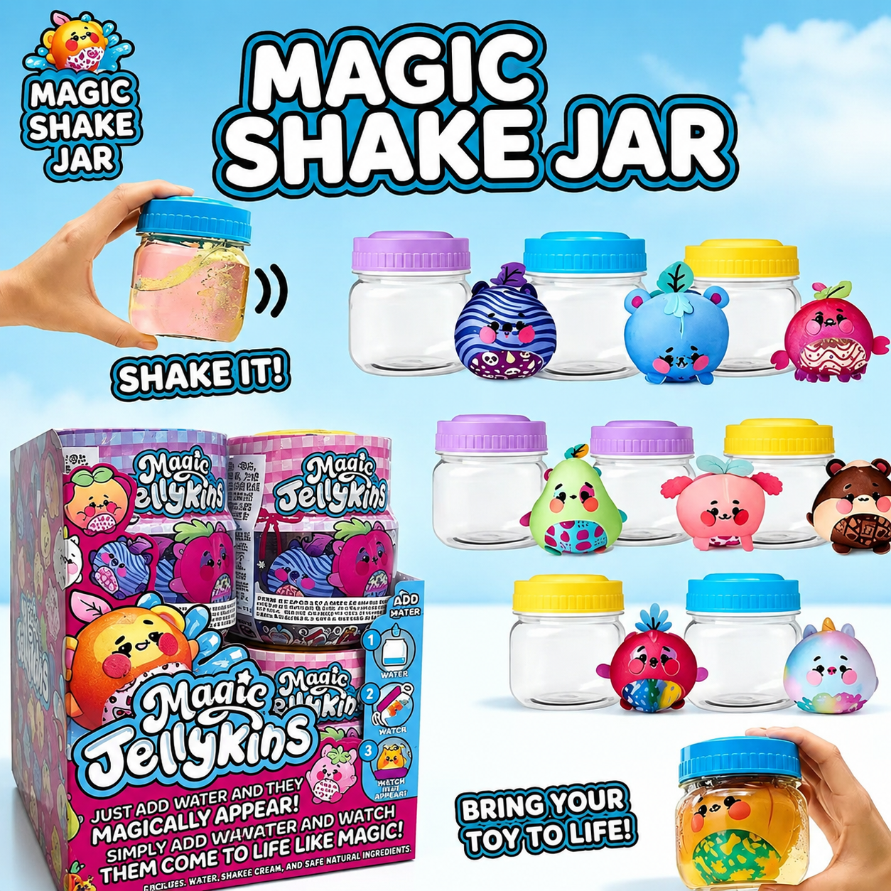 ✨ Magic Jellykins Water Reveal Squishy Plush Toy - 16 Styles to Collect