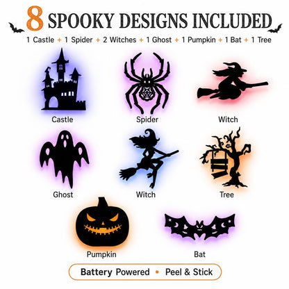🎃 Battery-Powered Halloween LED Silhouette Wall Decorations