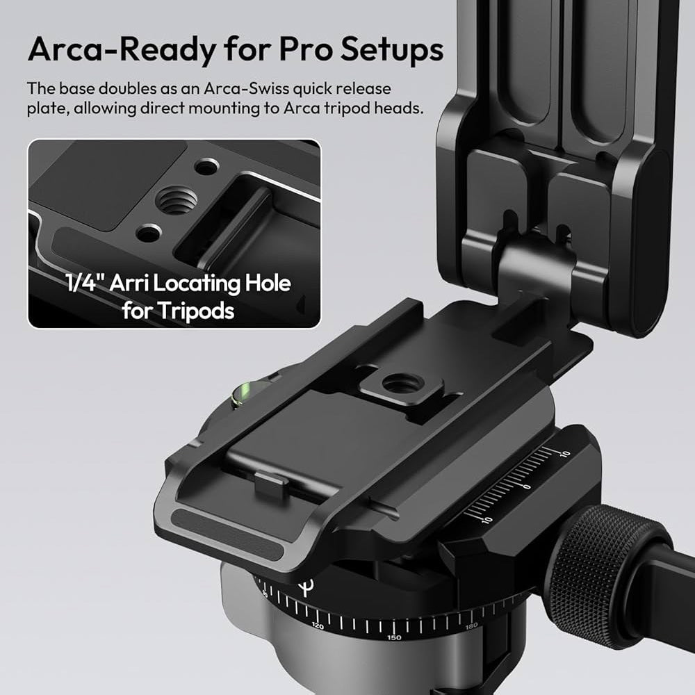 Magnetic Phone Tripod for iPhone, MA38 Portable Phone Holder Mini Tripod for Magsafe with Double-Sided Strong Magnetic 1/4'' Arri Locating Hole Foldable Hook