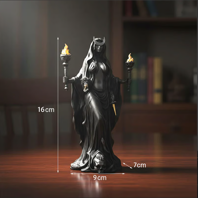 🌙🖤Hecate Niktipolos Resin Statue – Gothic Goddess Figurine for Altar, Bookshelf & Mythology Decor